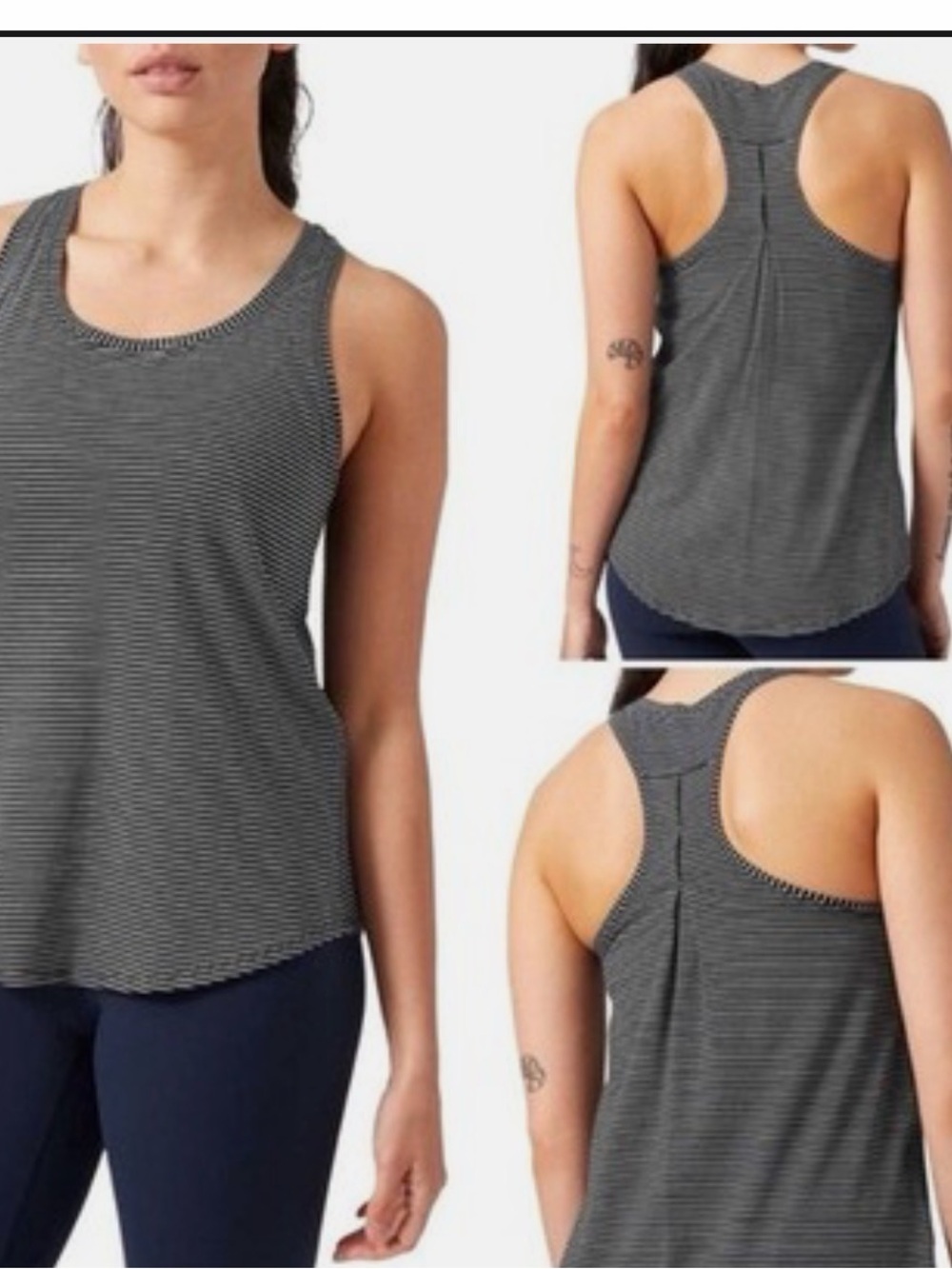 lululemon athletica Black and White Striped Racerback Tank
